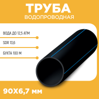 Водопроводная труба ПЭ100 SDR 13,6 d90Х6,7 PN12,5 бухта 100 м