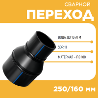 Переход сварной удлиненный Д250/160 SDR11