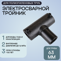Электросварной тройник 63 мм SDR 11 ПЭ 100 Иммид