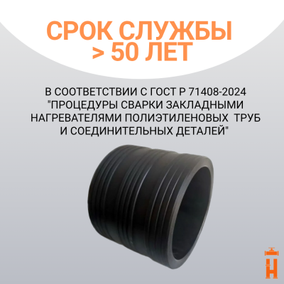 Муфта защитная Ду180 для прохода через ж/б колодец ПЭ труб