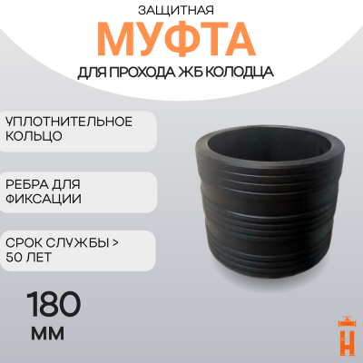 Муфта защитная Ду180 для прохода через ж/б колодец ПЭ труб