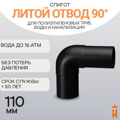 Отвод литой спигот 90 гр Д110 мм SDR11