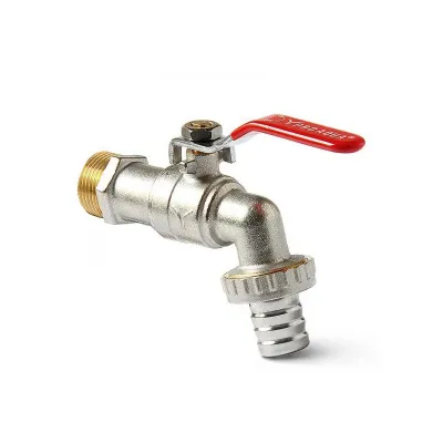 Кран угловой с патрубком для шланга 3/4", Н (ручка рычаг)